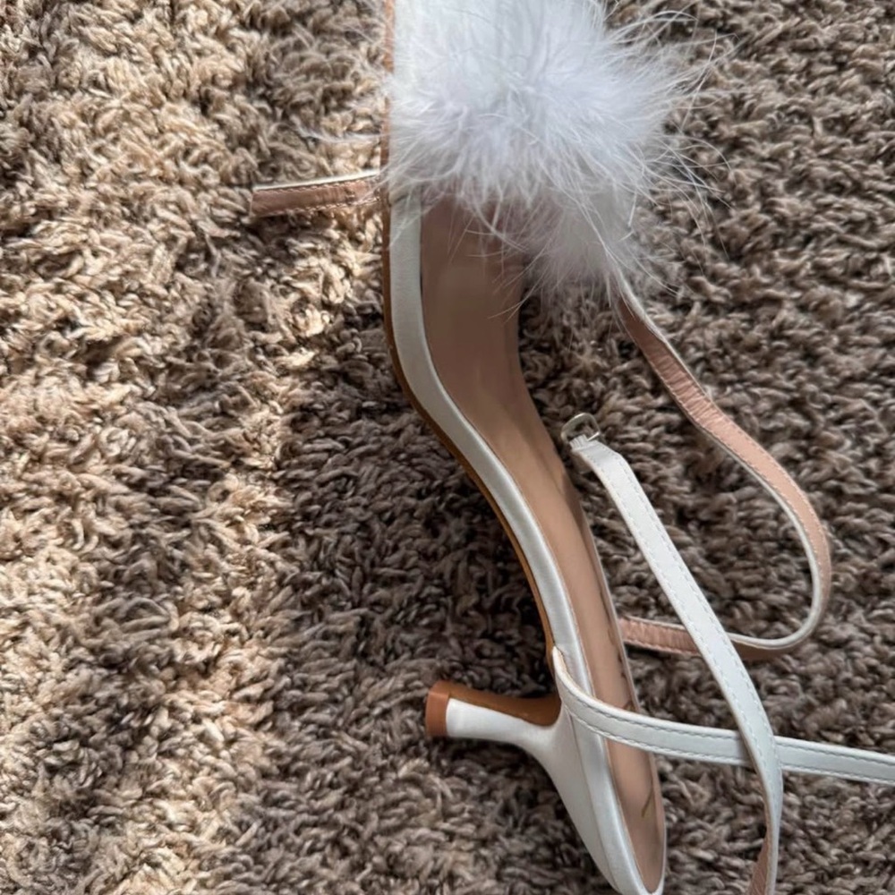 Lulu's White Feather Strap Heels - Picture 3 of 4